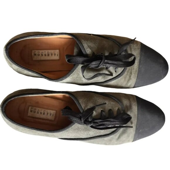 Fratelli Rossetti Women's Black and Tan/Olive Flat Oxfords Size IT 40 - Picture 1 of 4